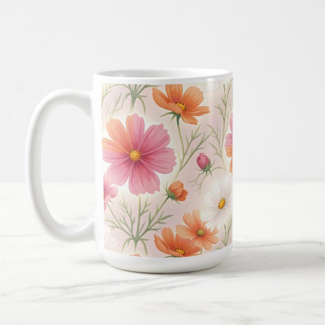 Caneca De Café Cosmos Florescem Harmonia Pastel (Esquerda)