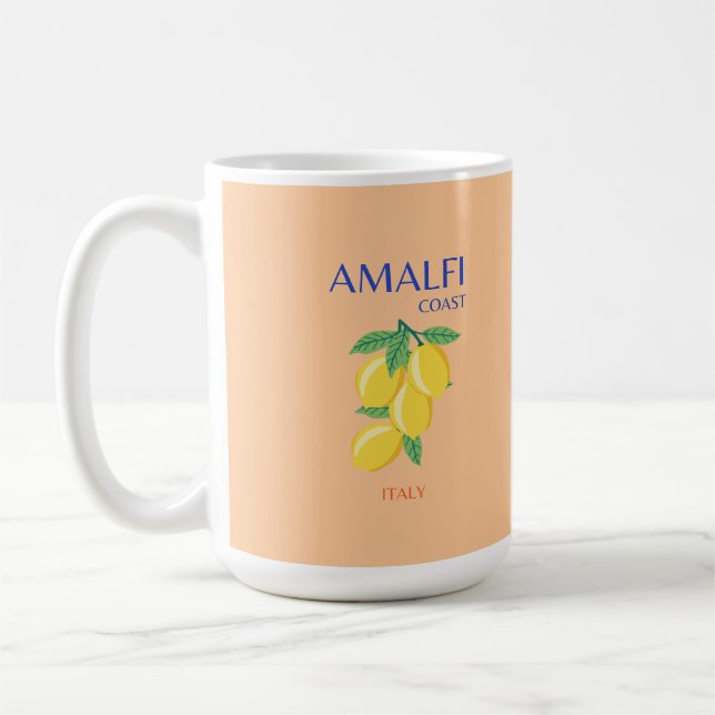 Caneca De Café Costa Amalfi, Itália, Viagem Art, Pastel, Laranja (Esquerda)