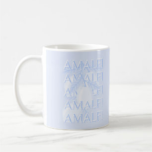 Caneca De Café Costa Amalfi, Itália, Viagem Art, Preppy, Blue