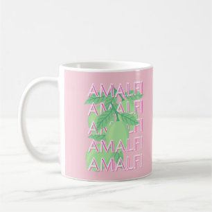 Caneca De Café Costa Amalfi, Itália, Viagem Art, rosa