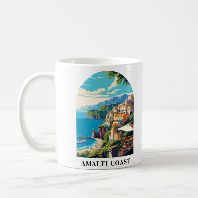 Caneca De Café Costa do Amalfi Itália Viagem Retro (Esquerda)