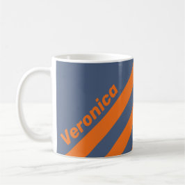 Caneca De Café Costa do Pôr do Sol Retro com Três Listras e Nome