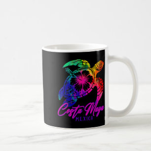 Caneca De Café Costa Maya México Tie Dye Tartaruga Marinha Hibisc