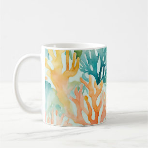 Caneca De Café Costeira de praia de Coral Laranja Amarelo-Teal