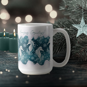Caneca De Café Costeira Natal Cavalo e Flocos de Neve #13 ID1009