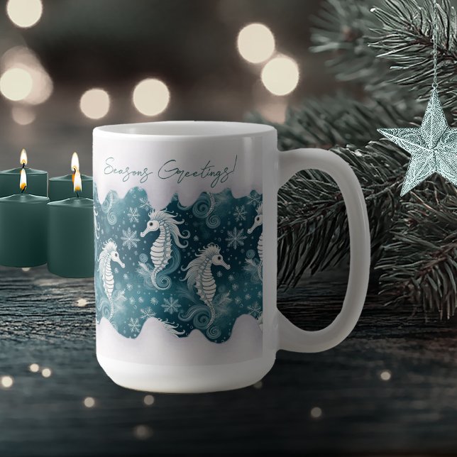 Caneca De Café Costeira Natal Cavalo e Flocos de Neve #13 ID1009 (Criador carregado)