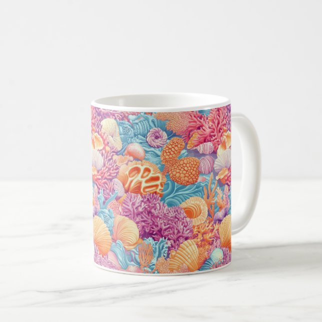 Caneca De Café Costeira russa - Conchas, Starfish, Recife (20) (Frente Esquerda)