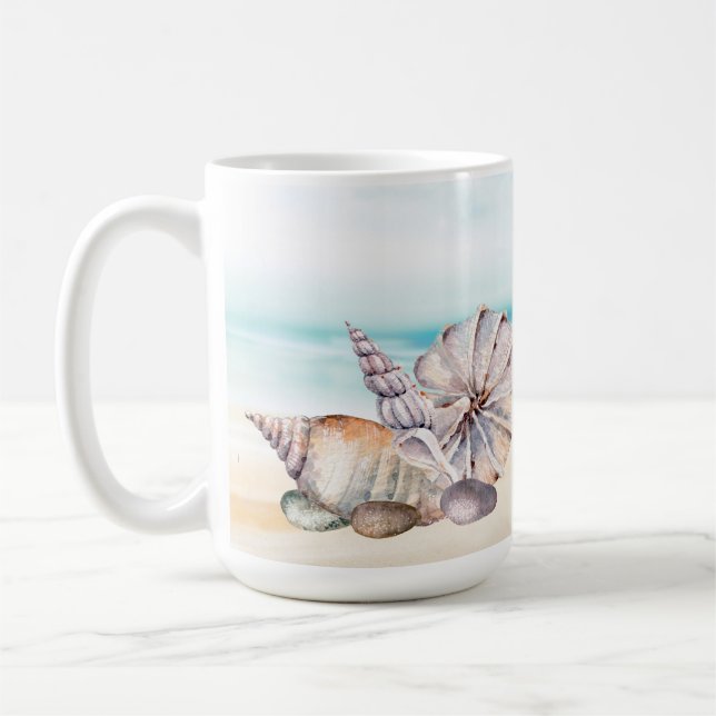 Caneca De Café Costelas de praia com aquarela náutica (Esquerda)