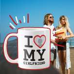 Caneca De Café Costume adoro o meu texto de foto de namorada<br><div class="desc">Crie o seu I Love My Namorada personcustom Photo and Text mug com esta camisa moderna e engraçada modelo com uma fonte legal slab serif e uma foto namorada em um enorme coração vermelho. Adicione sua própria foto, seu nome ou qualquer texto personalizado. A design de canecas "I love My...</div>