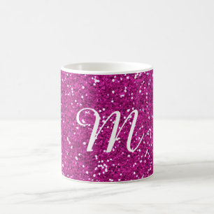 Caneca De Café Costume cor-de-rosa do brilho Monogrammed