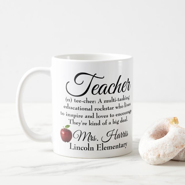 Caneca De Café Costume de Rockstar do professor (Com Donut)
