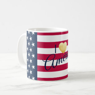 Caneca De Café Costume Dizer Que Eu Amo A América Estrelas Stripe