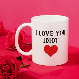 Caneca De Café Costume Engraçado Eu Te Amo Idiota E Coração Verme