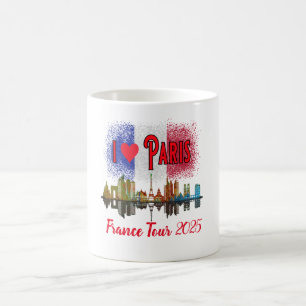 Caneca De Café Costume Eu Amo Paris Skyline French Flag Souvenir