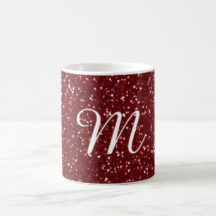 Caneca De Café Costume vermelho do brilho de Borgonha Monogrammed