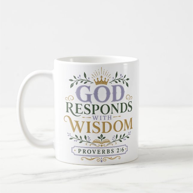 Caneca De Café Cota Cristã de Deus Responde com Sabedoria (Esquerda)