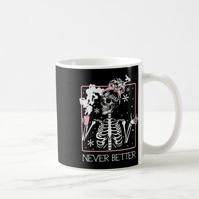 Caneca De Café Cota de café do Skeleton do Bebendo do Halloween N (Direita)