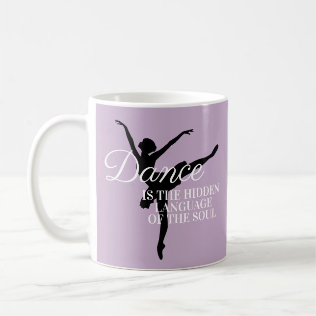 Caneca De Café Cota de dança da Silhouette Ballerina Púrpura Suav (Esquerda)