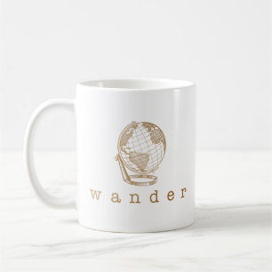 Caneca De Café Cota do na moda Dourado Globe Wander para Viagem