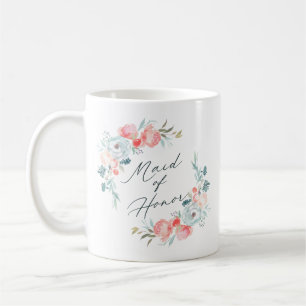 Caneca De Café Cotação de Madrinha de casamento de Peony Floral d