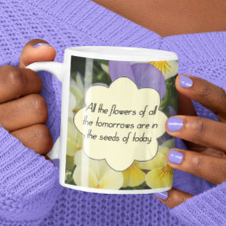 Caneca De Café Cotação de Motivação bonito Púrpura Amarela