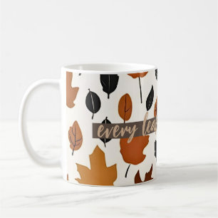 Caneca De Café Cotação de outono Deixa Texto Personalizável Padrã