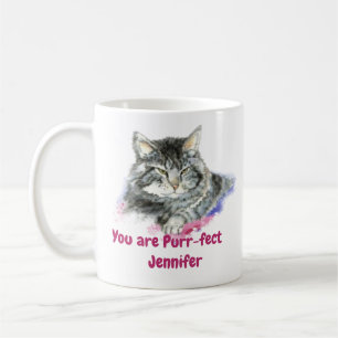 Caneca De Café Cotação Diária Personalizada Purr-fect Cat
