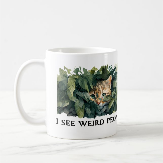 Caneca De Café Cotação Gato e Pessoas Estranha (Esquerda)