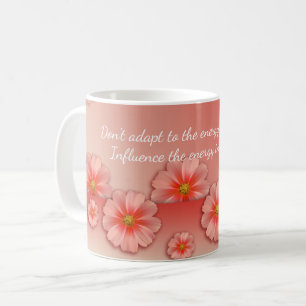 Caneca De Café Cotação Inspiracional em Pêssego Suave e Flores Ro