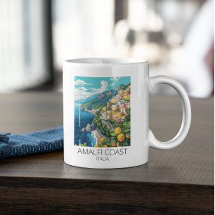 Caneca De Café Côte Amalfi Itália Minimal Viagem Vintage
