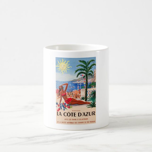 Caneca De Café Cote D'Azur Vintage Viagem francês (Centro)