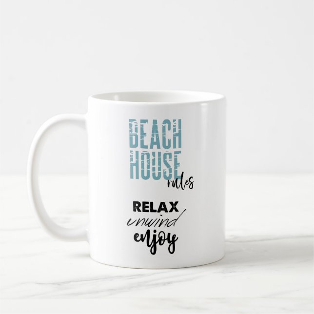 Caneca De Café Cote Regras da Casa de Praia (Esquerda)