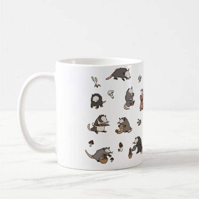 Caneca De Café Cottagecore Opossums (Esquerda)
