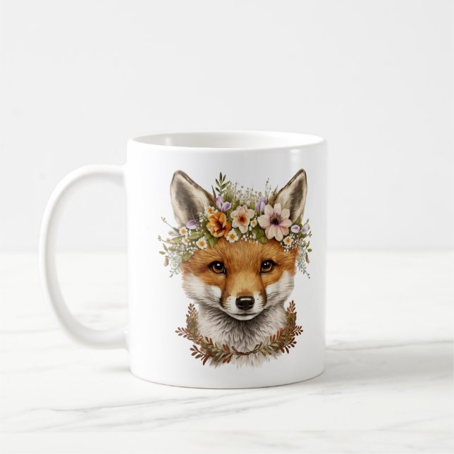 Caneca De Café Cótulo Aquoso Bebê Floral Fox (Esquerda)