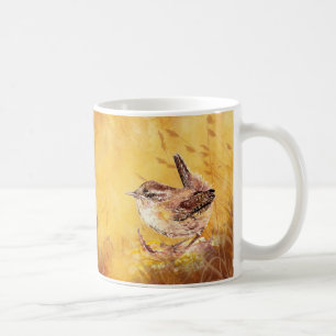 Caneca De Café Cótulo Aquoso Pássaro Wren