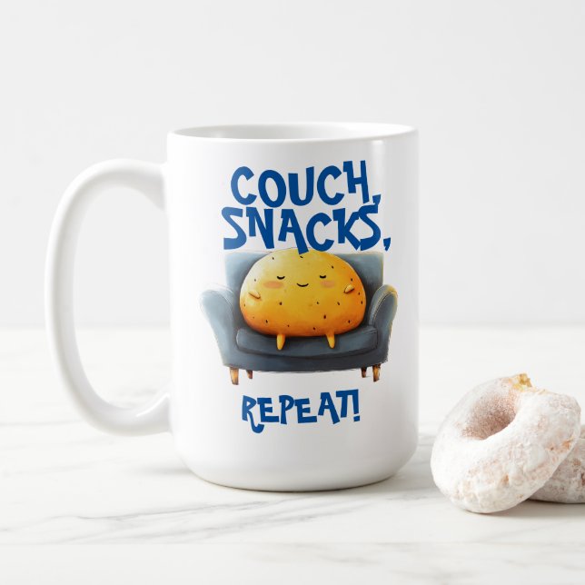 Caneca De Café Couch Potato Funny (Com Donut)