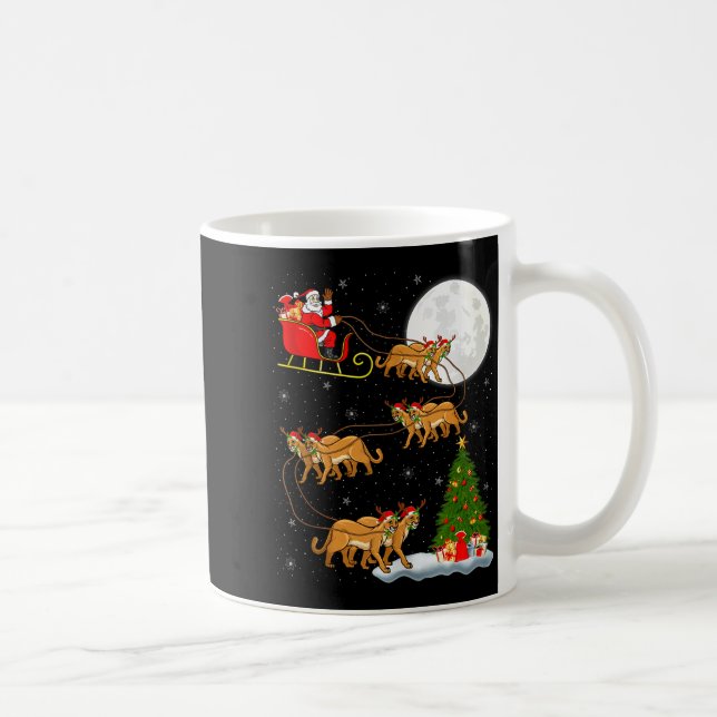 Caneca De Café Cougar Santa Sleigh Flying Funny Magical Christmas (Direita)
