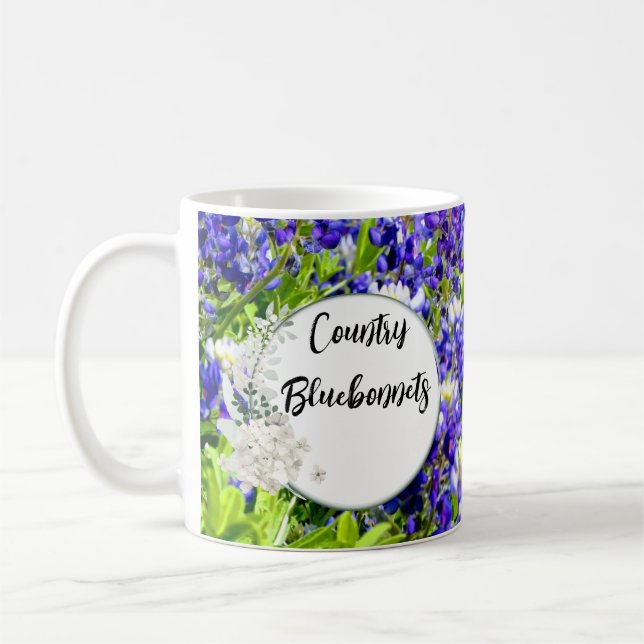 Caneca De Café Country Bluebonnet Flores Selvagens China Mug (Esquerda)