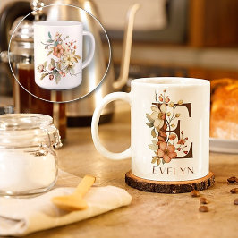 Caneca De Café Country Wildflower Monograma - Letra E