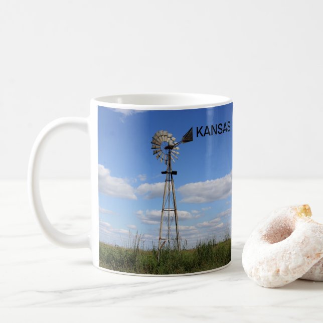 Caneca De Café Country Windmill em Kansas Mug (Com Donut)