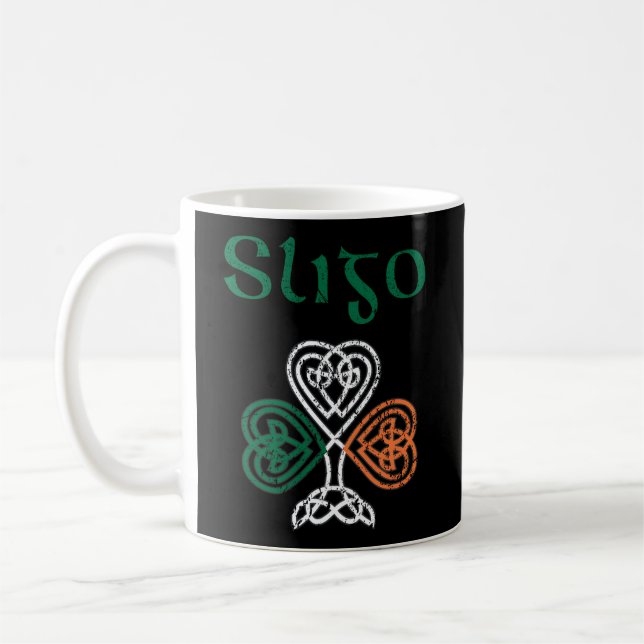 Caneca De Café County Sligo Shamrock Ireland Flag Craic E Ceol (Esquerda)