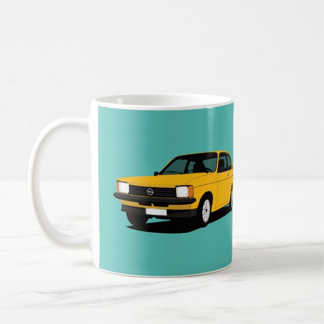 Caneca De Café Coupe Opel Kadett amarelo - duas imagens (Esquerda)