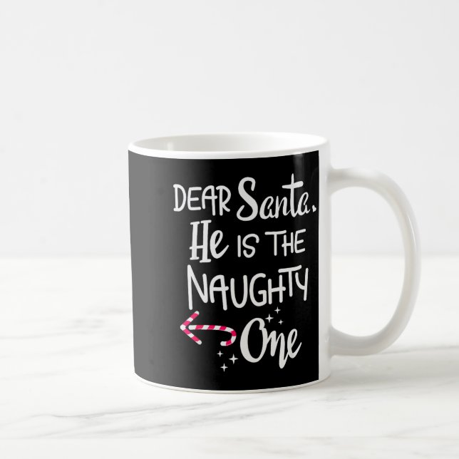 Caneca De Café Couples Christmas Santa He Is The Naughty One Funn (Direita)