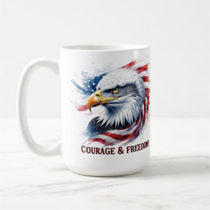 Caneca De Café Courage & Freedom Bandeira EUA Presente Patriótico