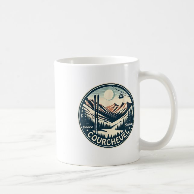Caneca De Café Courchevel Ski Trip E Snowboard Em Francês (Direita)