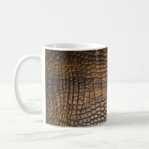 Caneca De Café Couro rocodilo. O fundo de Couro Castanho e o