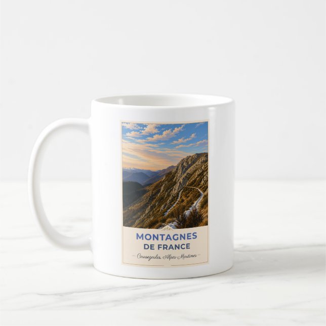 Caneca De Café Coursegoules, France – Mountain Peaks (Esquerda)