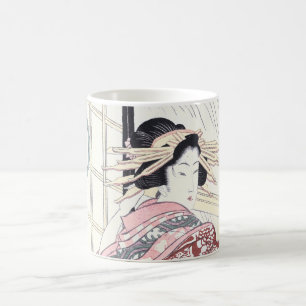 Caneca De Café Courtesan de Ukiyo-e do japonês com ornamento do