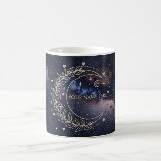 Caneca De Café Coussin Personnalisé Lune Mystique et Ciel Étoilé 