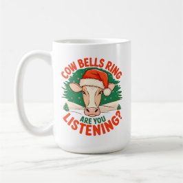 Caneca De Café Cow Bells Ring Are You Listening? Funny Cow Xmas